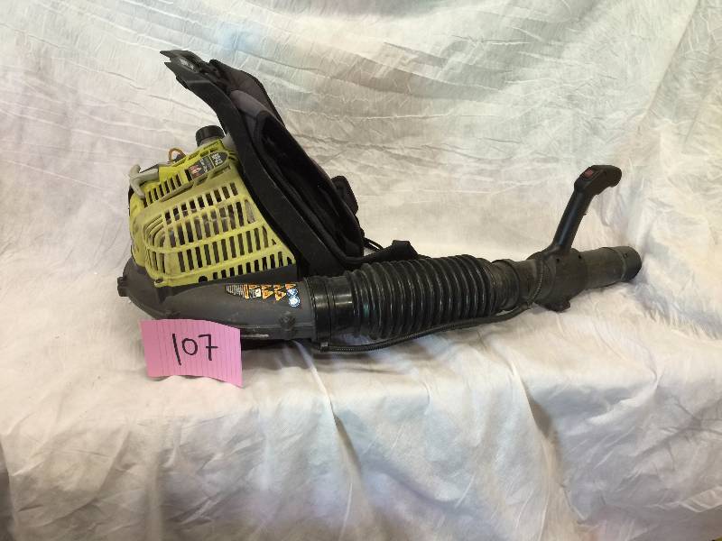 lot 107 image: Ryobi Back Pack Leaf Blower