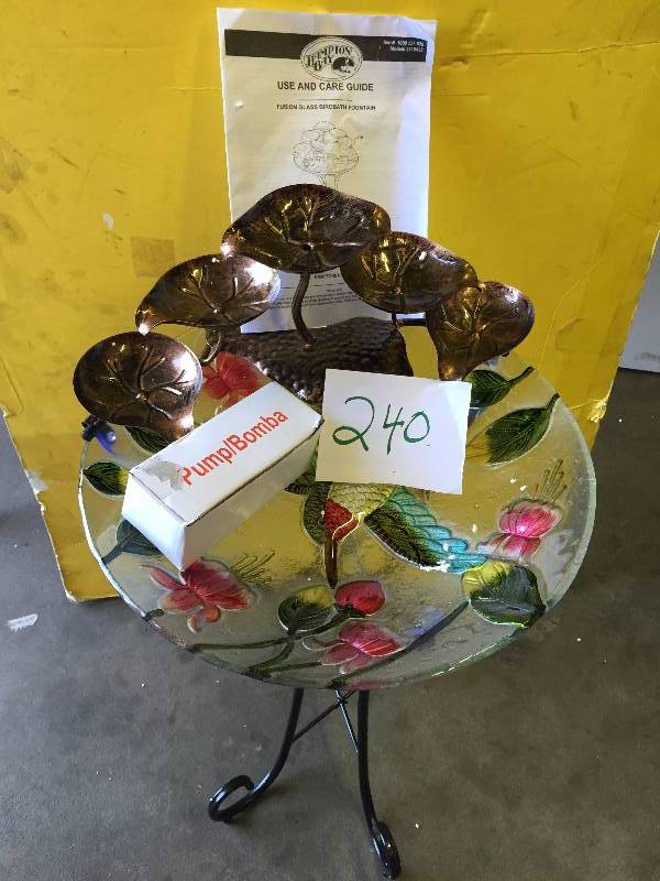 lot 240 image: Glass Bird Bath Fountain
