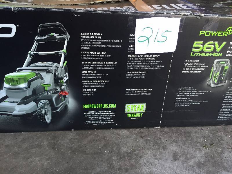 lot 215 image: EGO 20 in. 56-Volt Lithium-ion 3-in-1 Cordless Lawn Mower