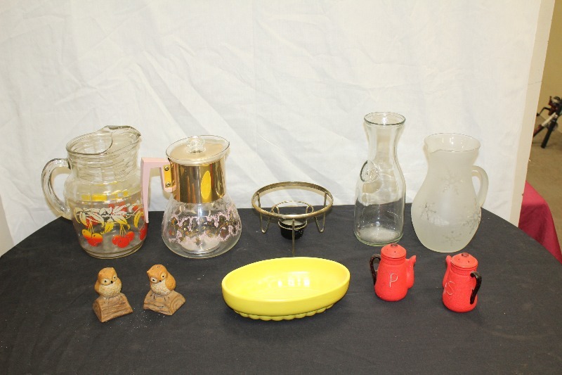 Lot of Serving Containers and Salt and Pepper Shakers