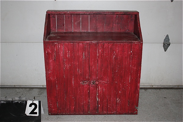 lot 2 image: Red Rustic Cabinet