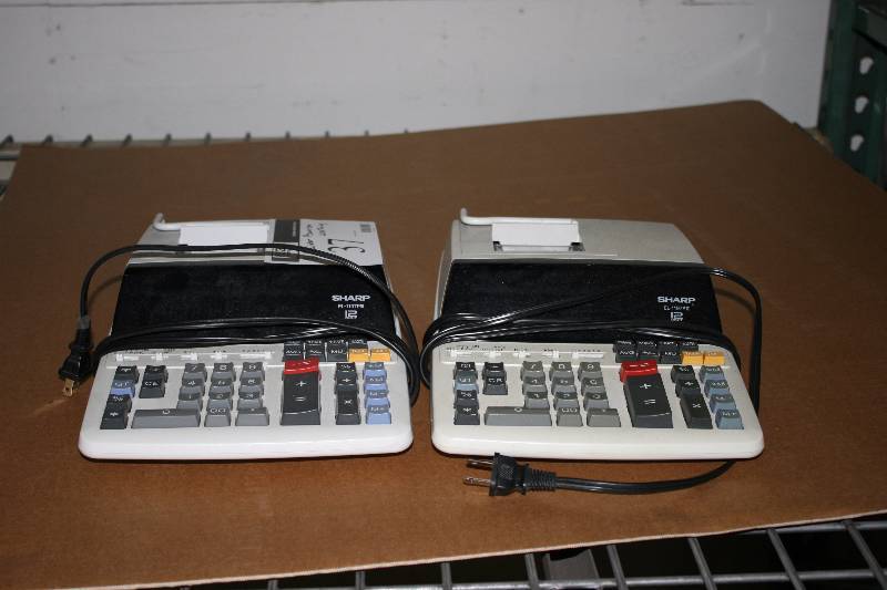 lot 37 image: Lot of (2) Sharp Electronic Calculators Model EL-1197P-III Tested & Operational.