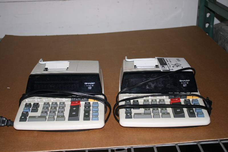 lot 36 image: Lot of (2) Sharp Electronic Calculators Model EL-1197P-III Tested & Operational.