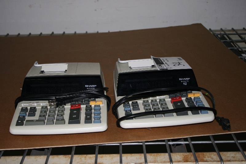 lot 34 image: Lot of (2) Sharp Electronic Calculators Model EL-1197P-III Tested & Operational.