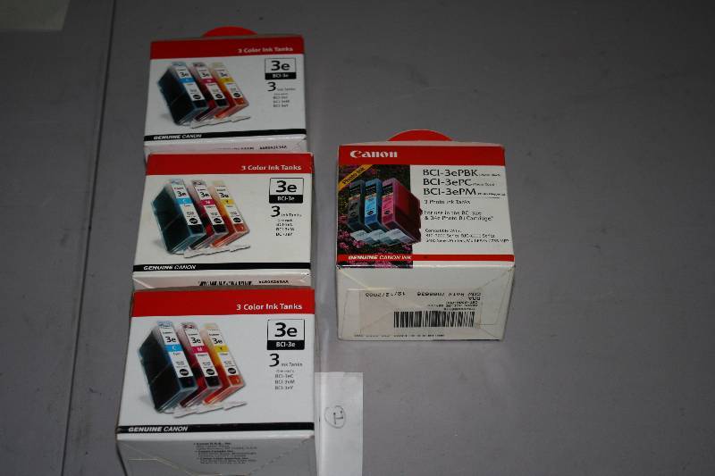 lot 95 image: Lot of (4) Replacement Print Cartridges For Models Canon 3e Tri-Color 3Pack.
