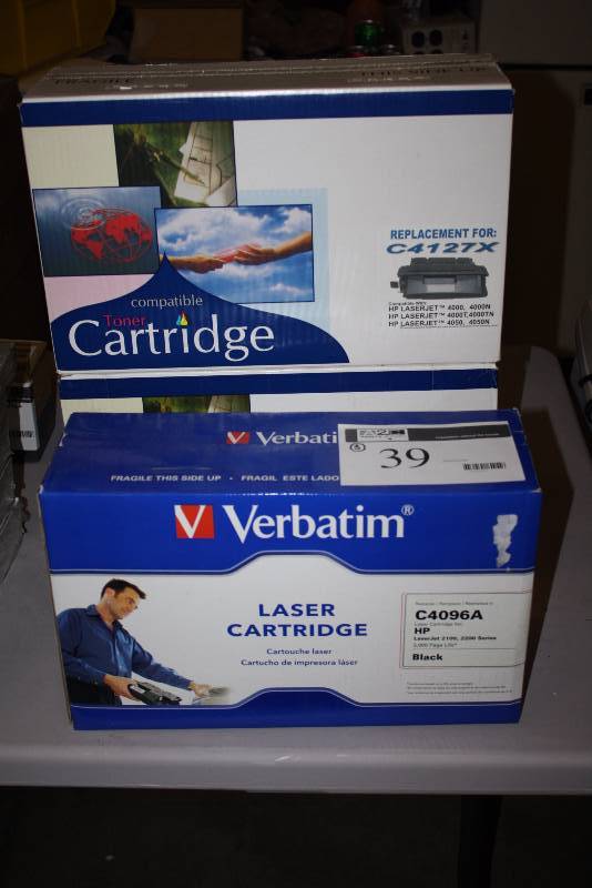 lot 39 image: Lot of (3) Replacement Toner Cartridges For Models C4127X C4096A.