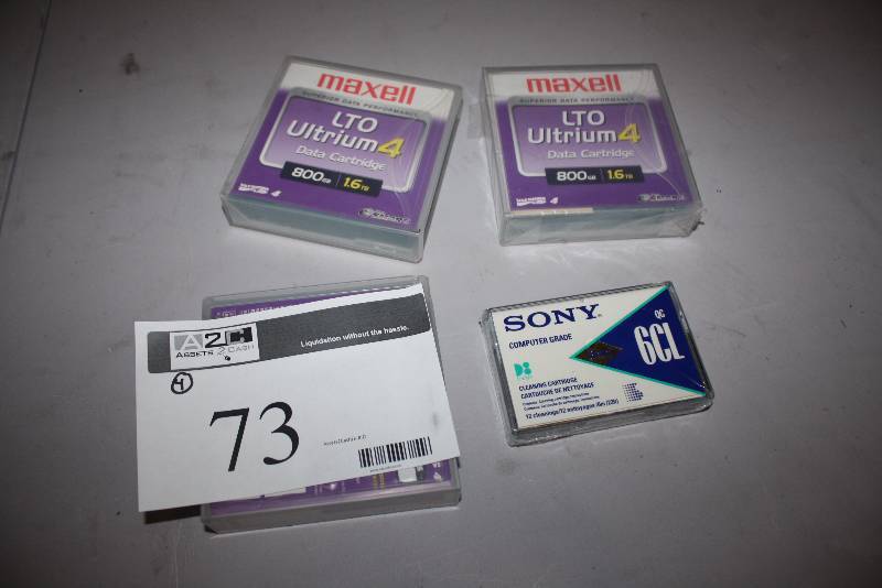 lot 73 image: Lot of (4) Including Maxell LTO Ultrium 4 Data Cartridge (3) Sony Computer GradeCleaning Cartridge (1).