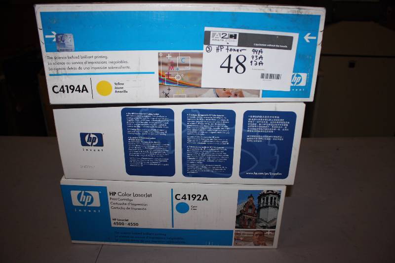 lot 48 image: Lot of (3) Replacement Toner Cartridges For Models HP 94A, 93A, 92A.