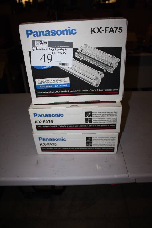 lot 49 image: Lot of (3) Panasonic Fax Cartridges For Model KX-FA75.