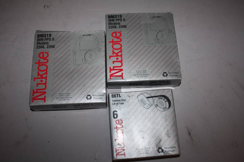 lot 51 image: Lot of (3) NuKote Ribbon Cartridges For Models BM319, 86TL.