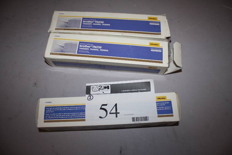 lot 54 image: Lot of (3) Replacement Laser Toner Cartridges Brother TN250, TN5000PF TN200HL TN300HL.