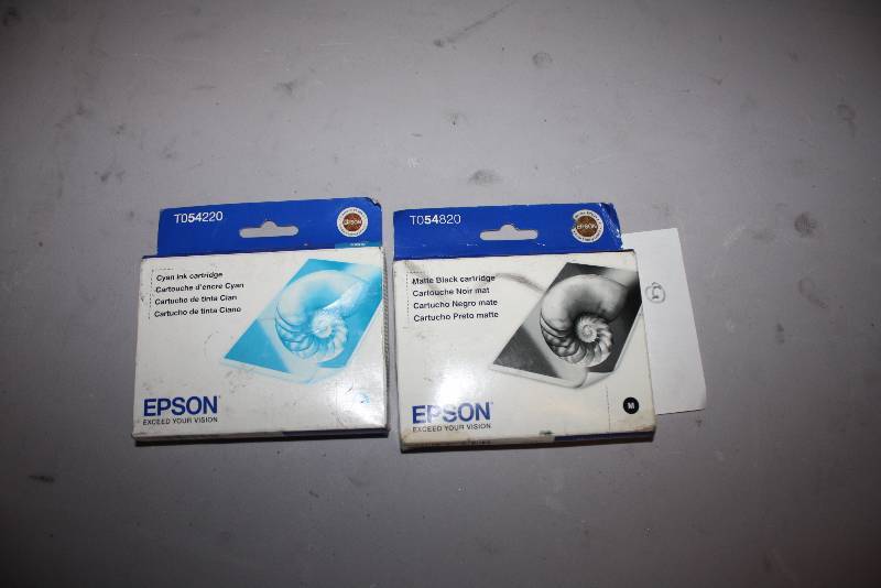 lot 81 image: Lot of (2) Replacement Print Cartridges For Models Epson T054820, T054220 Cyan, Black.