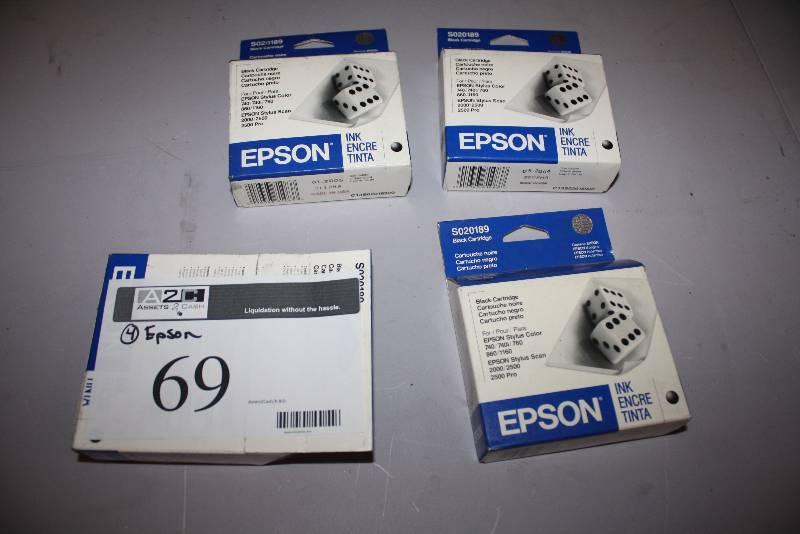 lot 69 image: Lot of (4) Replacement Print Cartridges For Models Epson S020189 Black.