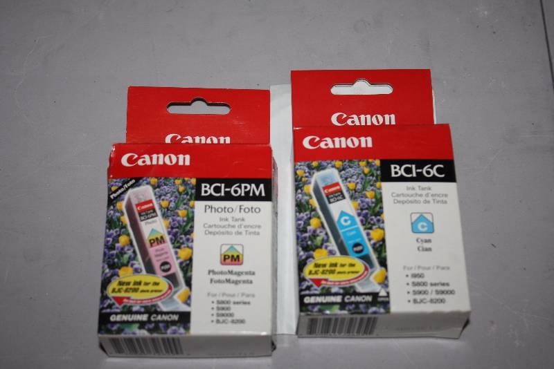 lot 86 image: Lot of (2) Replacement Print Cartridges For Models Canon BCI-6 Cyan, Photo Magenta.