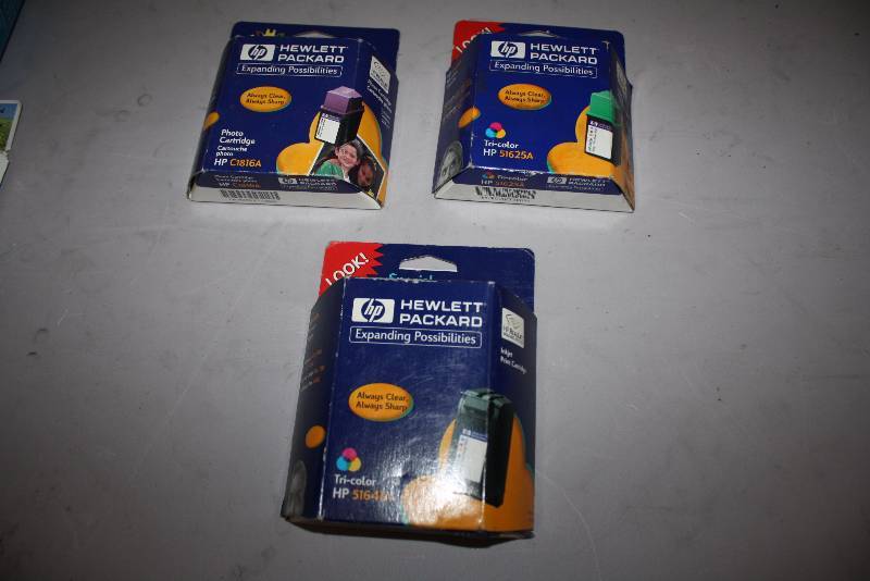 lot 67 image: Lot of (3) Replacement Print Cartridges For Models HP C1816A, HP51625A, 51648A Tri-Color.