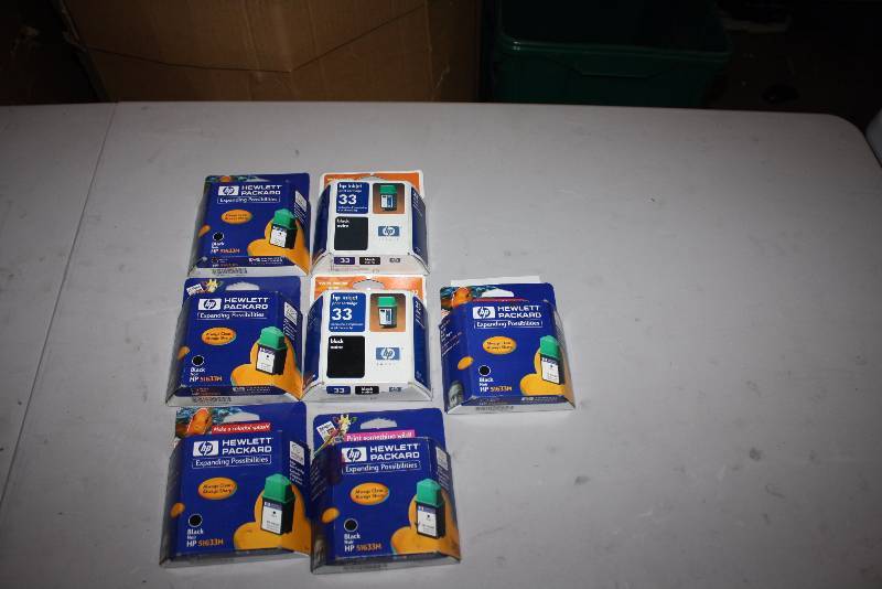 lot 64 image: Lot of (7) Replacement Print Cartridges For Models HP 33 Black.