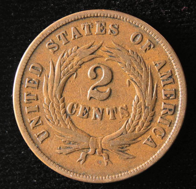1865 TWO CENT PIECE VF
