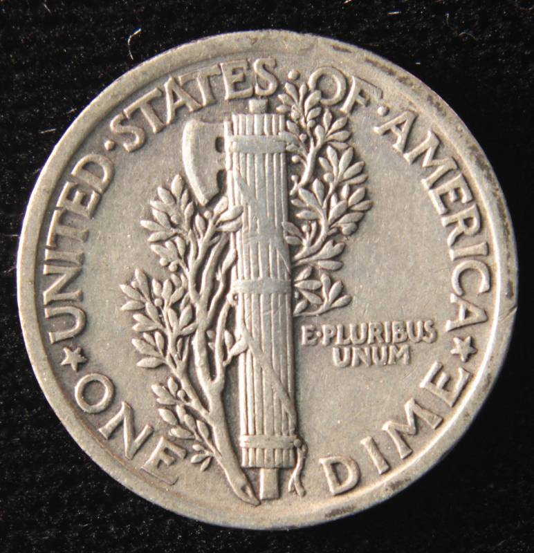 1923 MERCURY SILVER DIME XF