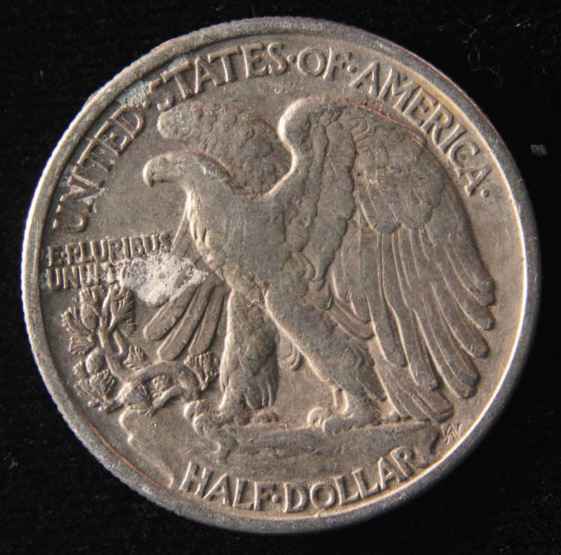 1938 WALKING LIBERTY SILVER HALF DOLLAR VF DETAILS