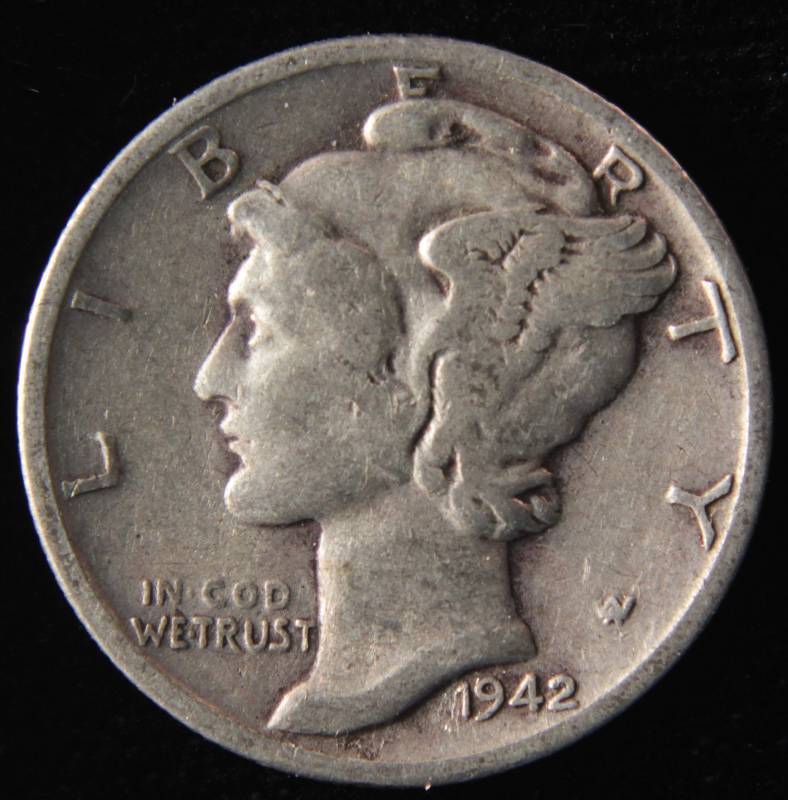 1942 silver mercury dime