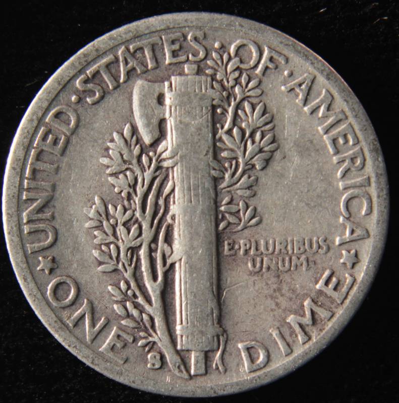 1942 S MERCURY SILVER DIME FINE