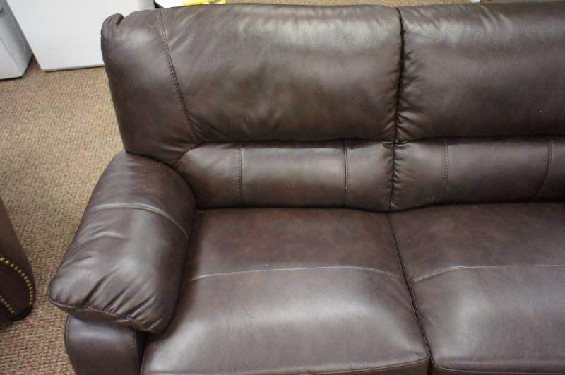 lot 17 image: Elegant Top Grain Leather Loveseat - Dark Brown