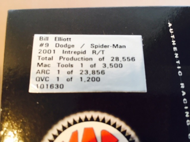lot 38 image: BILL ELLIOTT #9 2001 DODGE INTREPID RT SPIDER MAN