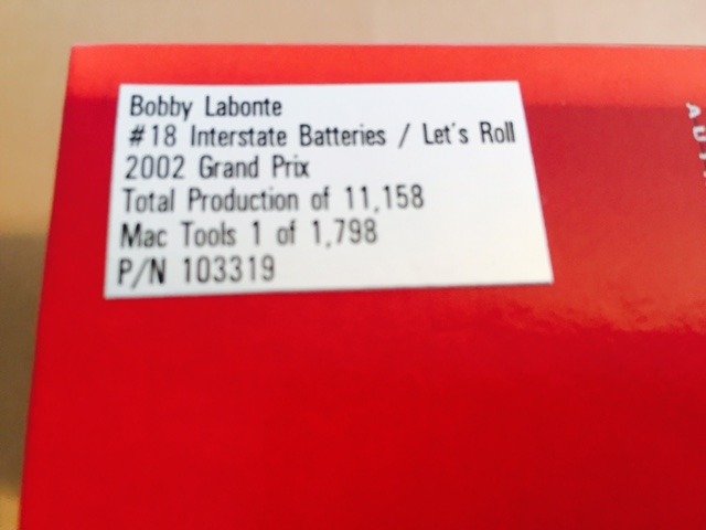 lot 40 image: BOBBY LABONTE REDWHITE BLUE