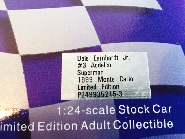 lot 44 image: DALE JR #3 AC  DELCO SUPERMAN 1999 MONTE CARLO