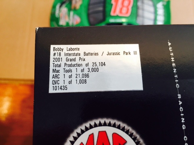 lot 39 image: BOBBY LABONTE #18 INTERSTATE BATTERIESJURASSICPARK III