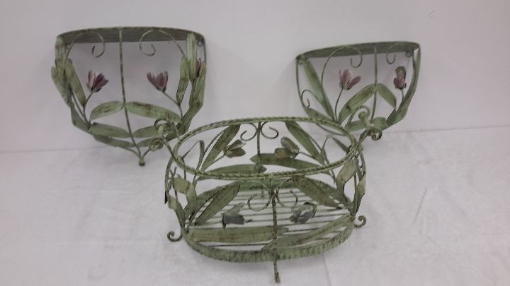 lot 9 image: Metal basket and matching shelves