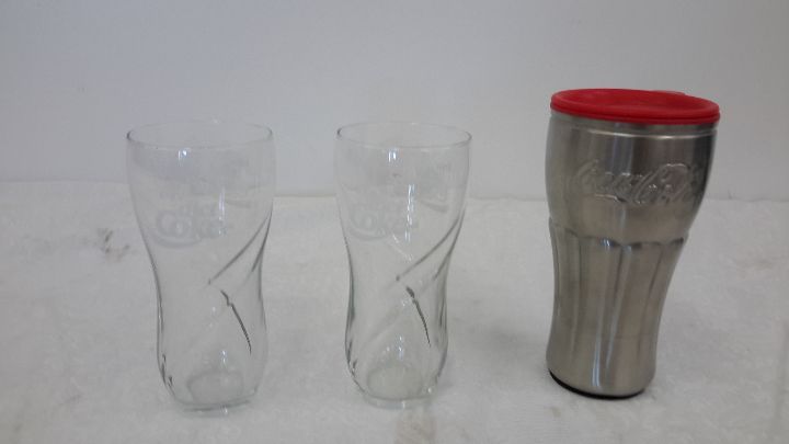 lot 35 image: Coca-cola glasses, mug
