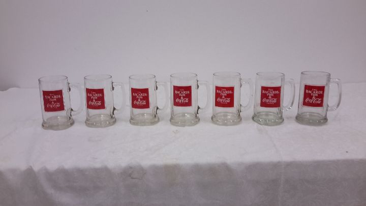 lot 62 image: Bacardi rum & Coca-Cola glass mugs