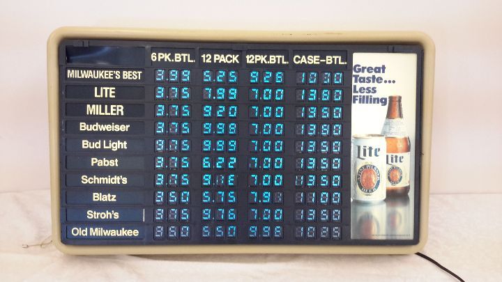 lot 81 image: 1983 Miller Lite price sign