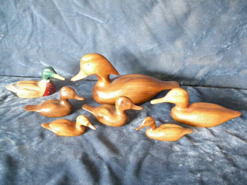 lot 11 image: Carved duck decoys