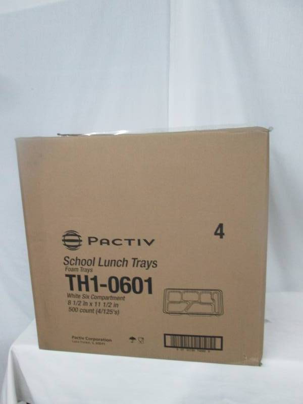 lot 47 image: Pactiv Foam School Lunch Trays - White