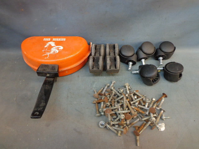 lot 39 image: wheels, nuts and bolts, and a pan