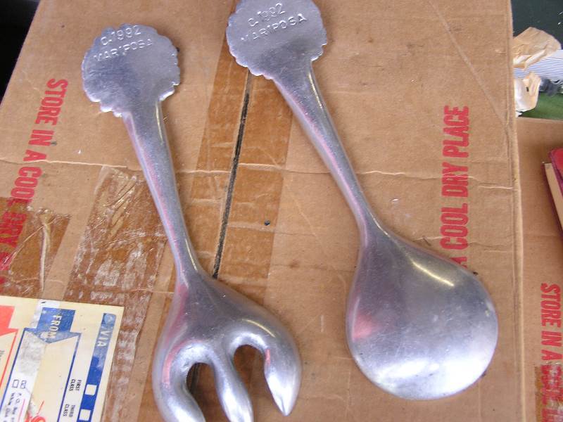lot 89 image: VINTAGE PEWTER SALAD TOOLS