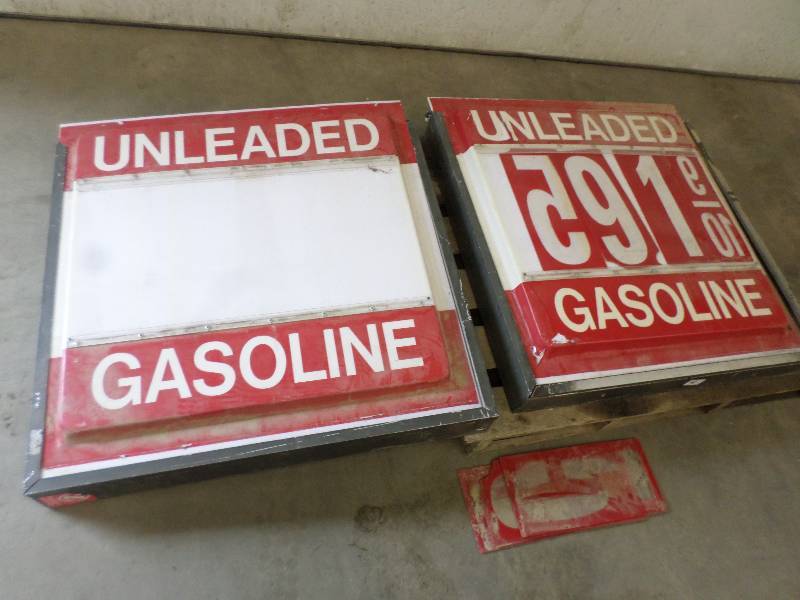 lot 41 image: (2) 36x36 Lighted Fuel Station Si...