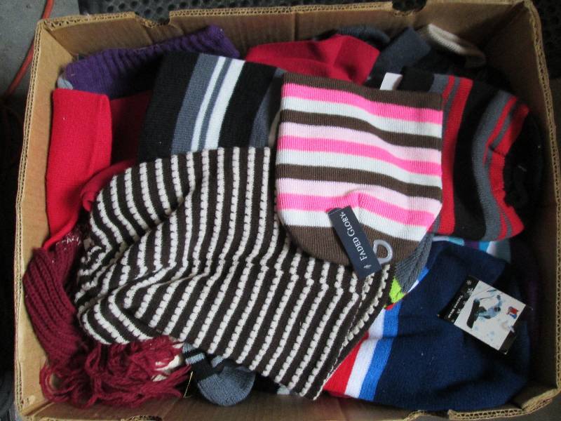 lot 25 image: bananna box full of winter hats ...
