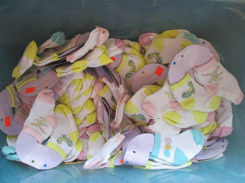 lot 28 image: bin of socks for infants...