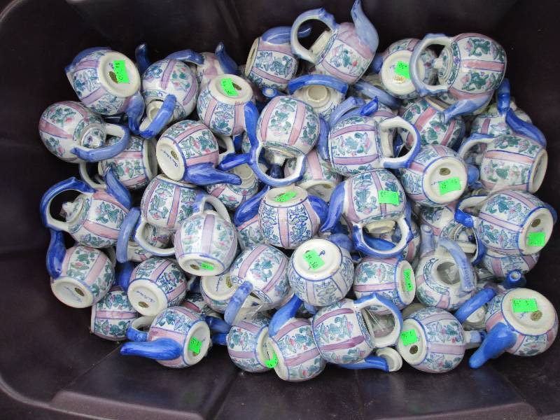 lot 34 image: mini tea pots great idea for resale...
