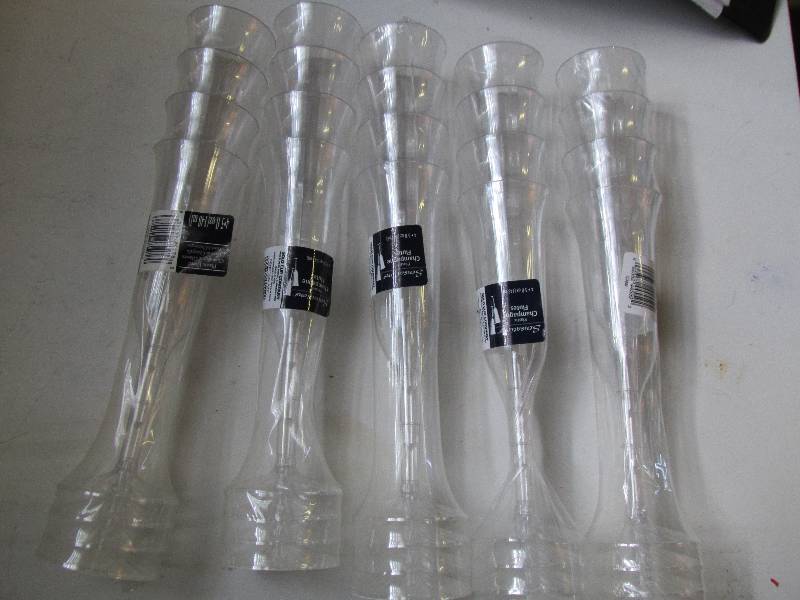lot 132 image: 5 plastic champagne flutes new...