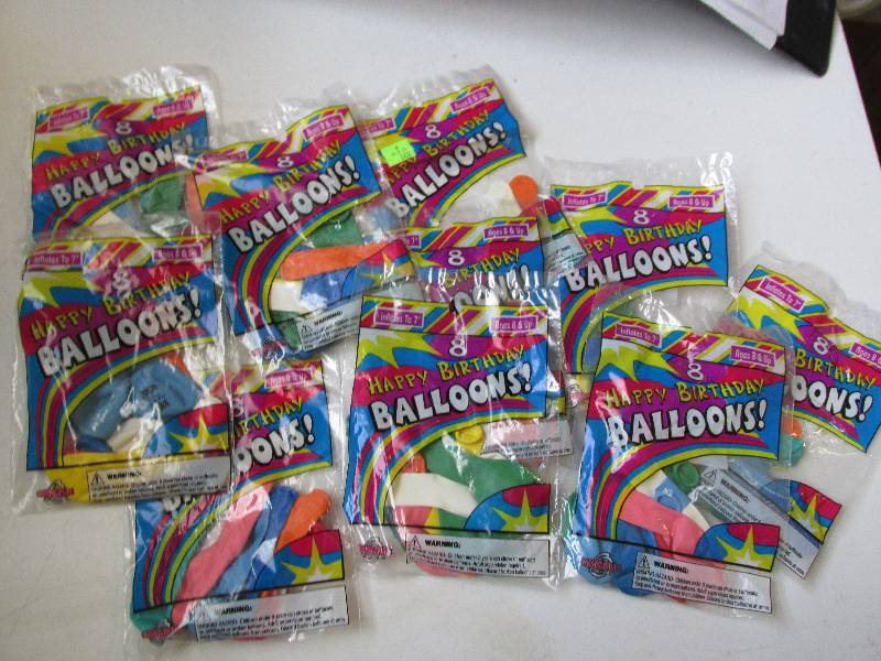 lot 133 image: 10 bags of 8 happy birthday balloon...