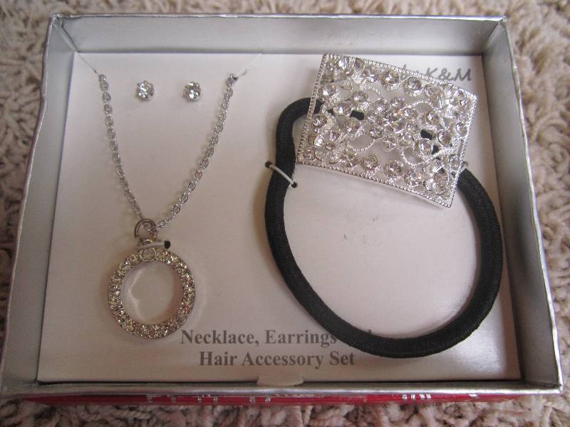 lot 197 image: Kmart necklace, earrings and hair a...