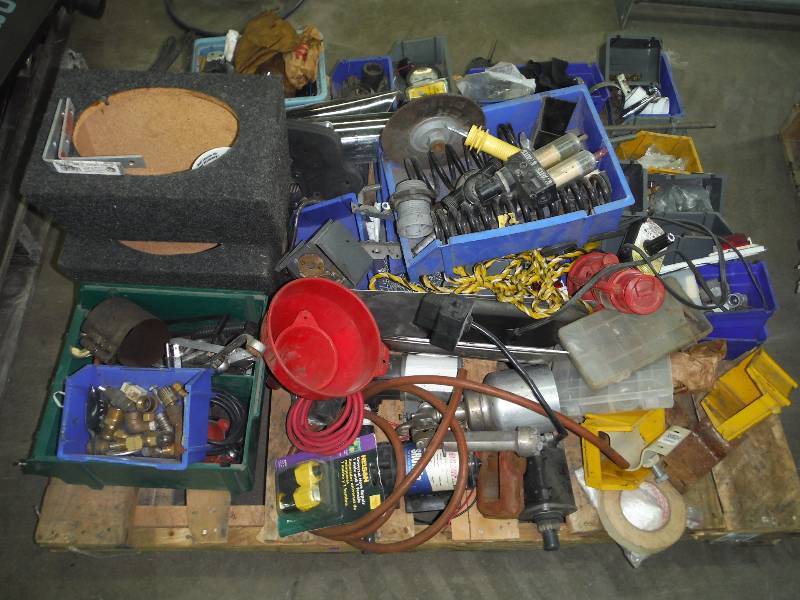 Pallet of Tools, drill bits, fittings, and misc. hardware items, Ingnore # in Picture