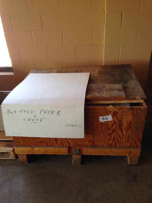 Crate of cardboard paper
