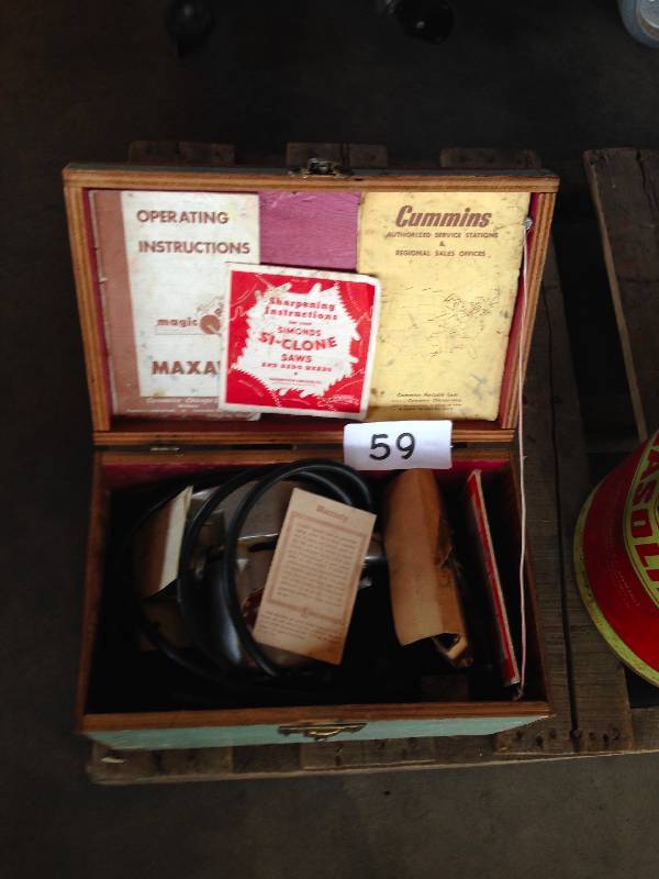 Vintage hand saw and box