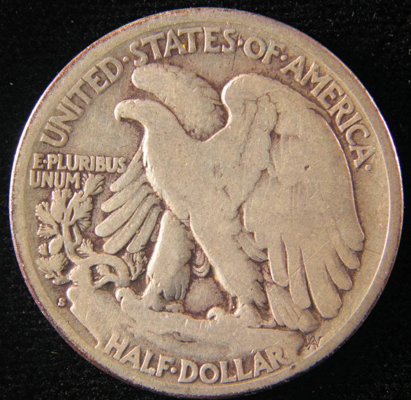 1917 S REVERSE WALKING LIBERTY SILVER HALF