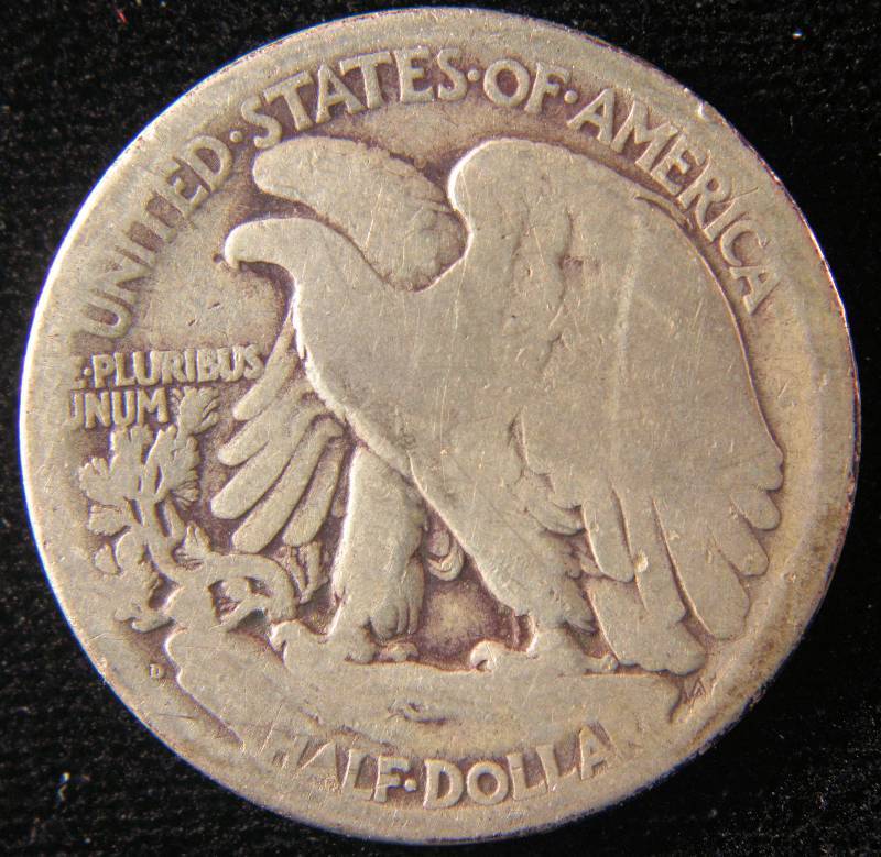 1917 D REVERSE WALKING LIBERTY SILVER HALF